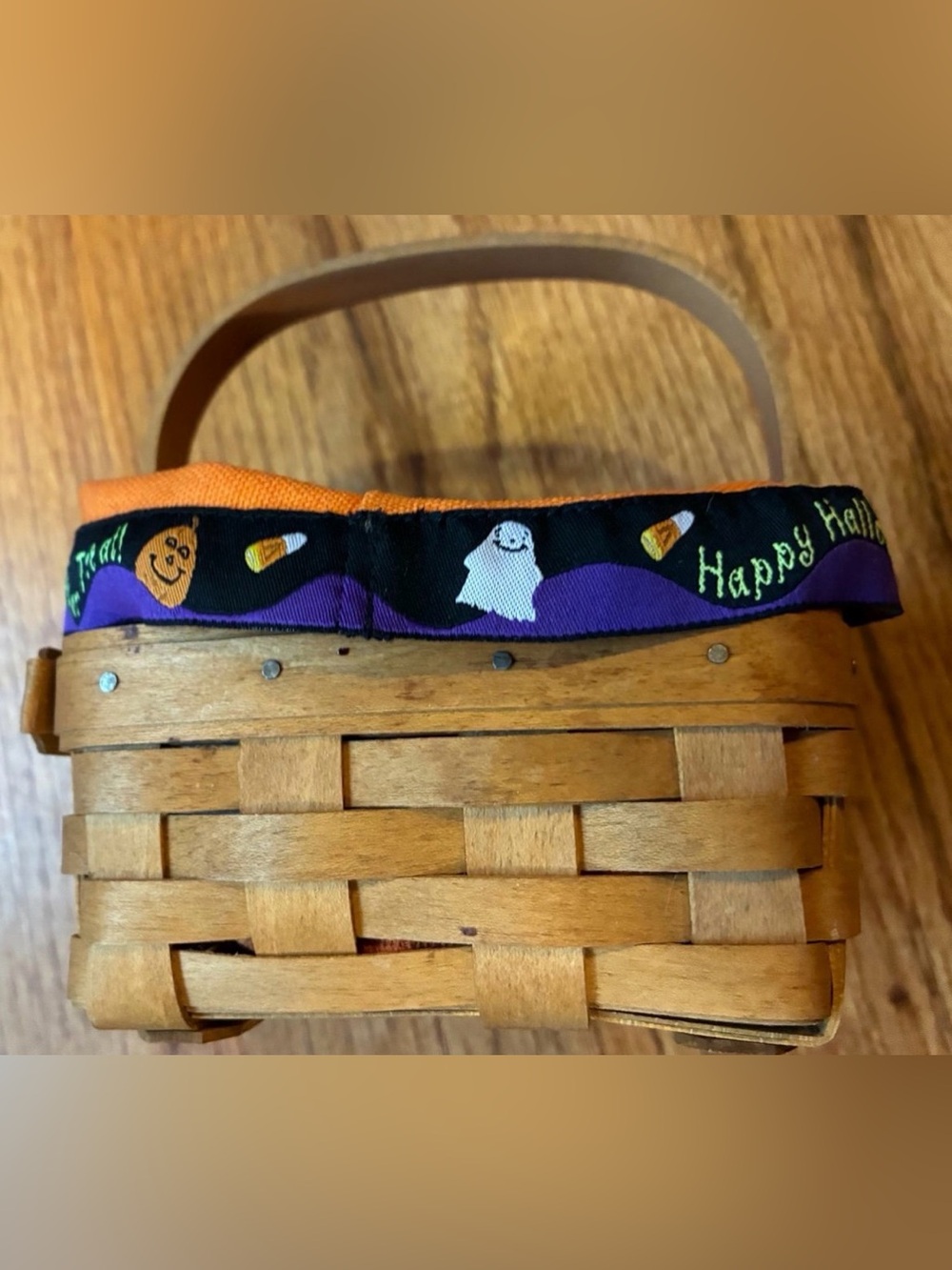 Longaberger 2003 signed basket with Halloween liner and a plastic protector